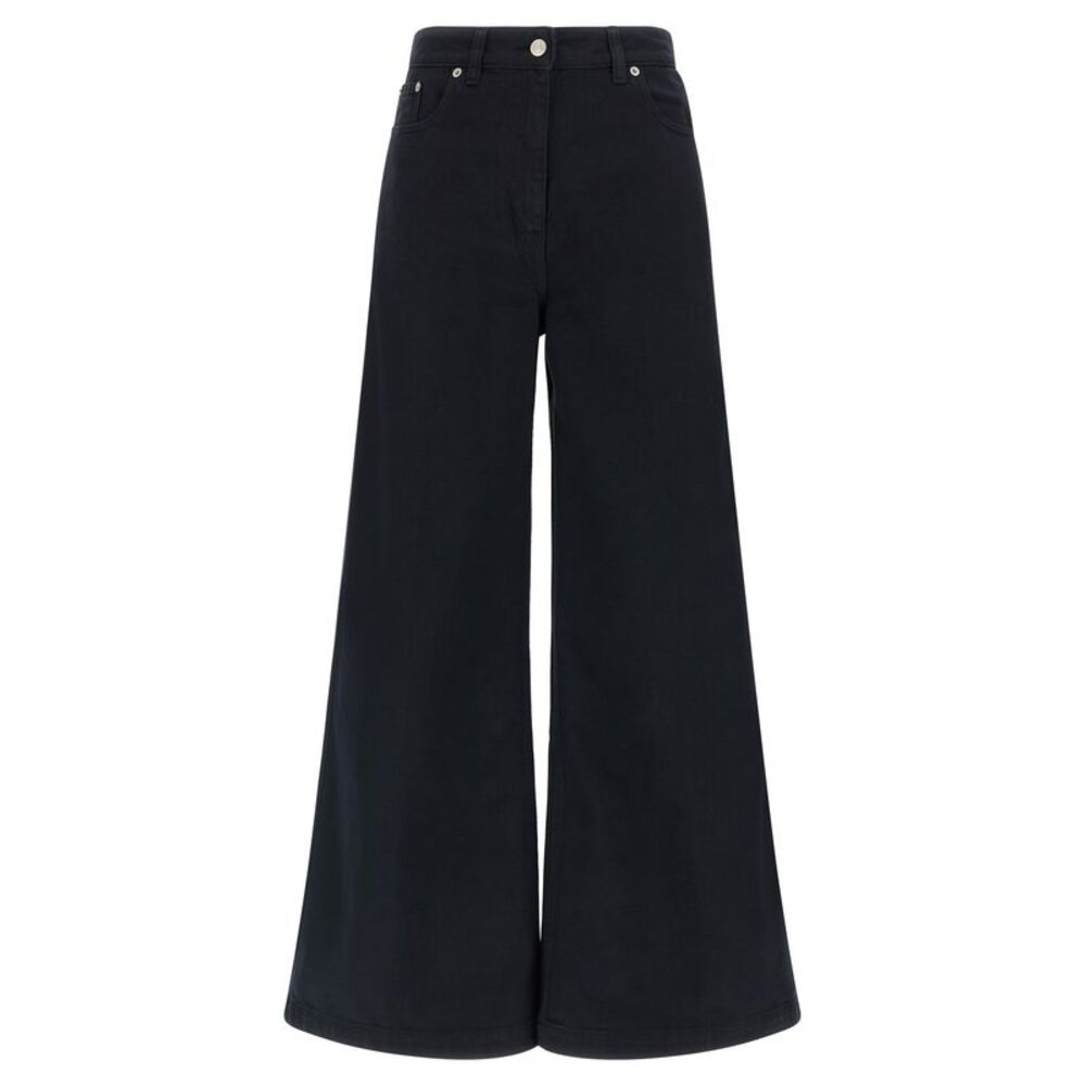 NUDE Blue Cotton Flared Women's Pants